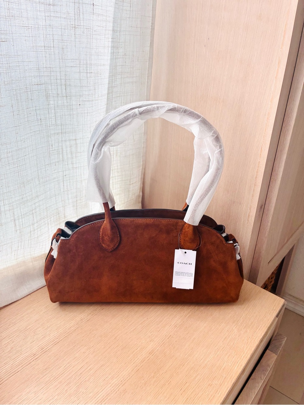 NWTšCoach Empire Suede Carryall Shoulder Bag 34 Warm Brown CBN41 Fall Vintage - Picture 8 of 11